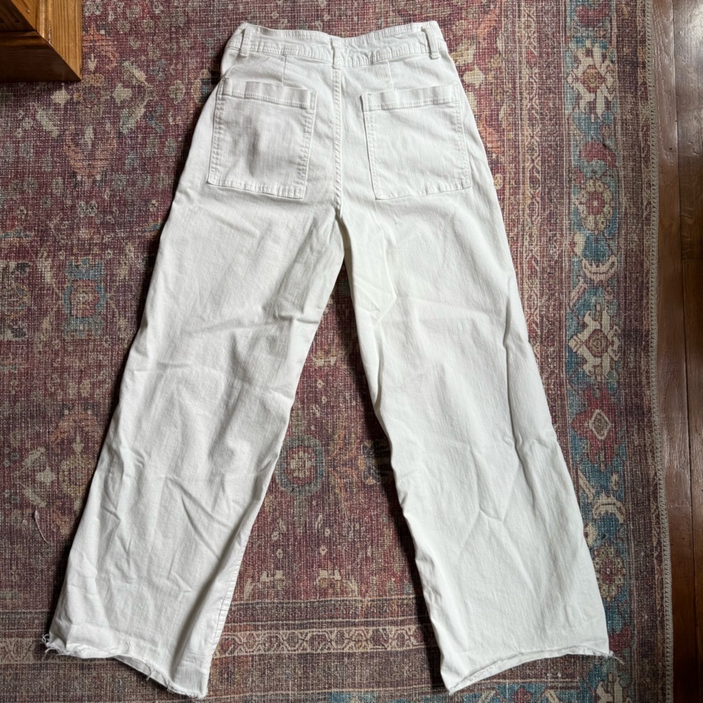 OAT New York 8/29 White Wide-Leg Pants with Raw Hem - Picture 7 of 9